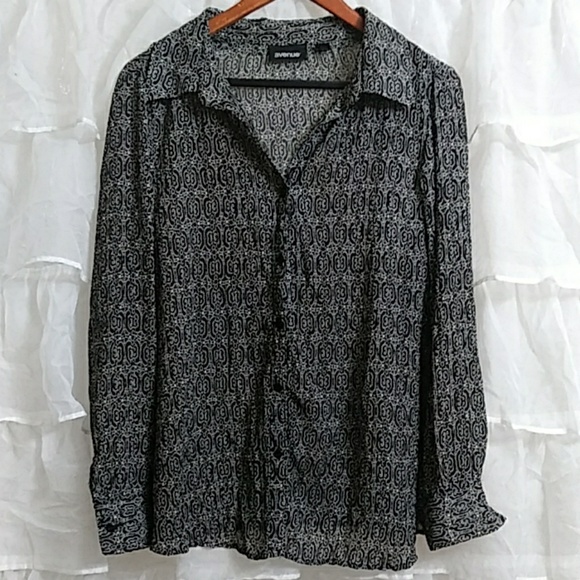Avenue Tops - AVENUE Slightly Sheer Button Down Blouse Sz 18/20